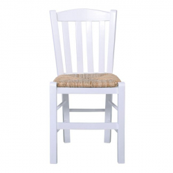 CASA Καρέκλα Οξιά Βαφή Εμποτισμού Λάκα Άσπρο, Κάθισμα Ψάθα  42x45x88cm