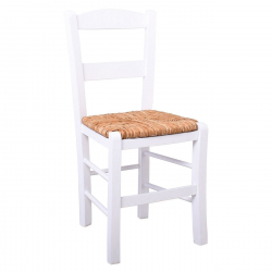 ΣΥΡΟΣ Καρέκλα Οξιά Βαφή Εμποτισμού Λάκα Άσπρο, Κάθισμα Ψάθα  41x45x88cm