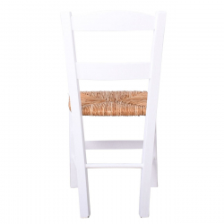 ΣΥΡΟΣ Καρέκλα Οξιά Βαφή Εμποτισμού Λάκα Άσπρο, Κάθισμα Ψάθα  41x45x88cm