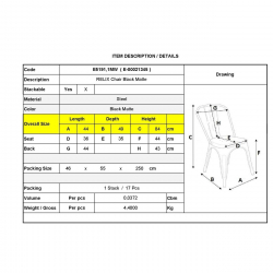 RELIX Καρέκλα Στοιβαζόμενη, Μέταλλο Βαφή Μαύρο Extra Matte  44x49x84cm