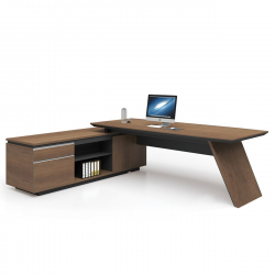 PROLINE Γραφείο Δεξιά Γωνία Απόχρωση Καρυδί Δρυς - Μαύρο  200x90/200x50 H.76/63cm