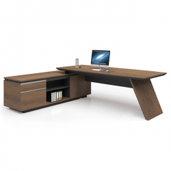 PROLINE Γραφείο Αριστερή Γωνία Απόχρωση Καρυδί Δρυς - Μαύρο  200x90/200x50 H.76/63cm