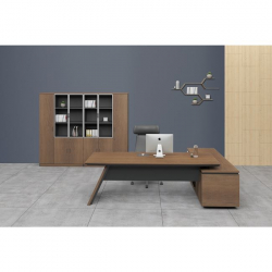 PROLINE Γραφείο Αριστερή Γωνία Απόχρωση Καρυδί Δρυς - Μαύρο  200x90/200x50 H.76/63cm