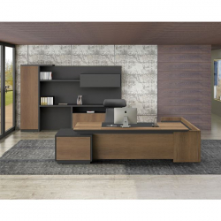 PROLINE Γραφείο Αριστερή Γωνία Απόχρωση Καρυδί Δρυς - Μαύρο  220x90/200x40 (H.76/70)cm