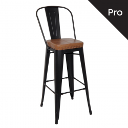 RELIX Σκαμπό Bar-Pro με Πλάτη, Μέταλλο Βαφή Μαύρο Matte, Pu Camel  43x48x78/114cm