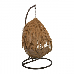 SALSA TROPIC Κρεμαστή Πολυθρόνα, Wicker Φυσικό, Μέταλλο Brown, Μαξιλάρι Μπεζ  Φ105x197cm