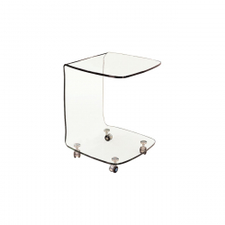 GLASSER Trolley Τραπεζάκι Βοηθητικό, Διάφανο Γυαλί 10mm  45x45x60cm