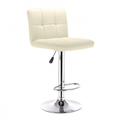 LINO Σκαμπό BAR με Πλάτη, Χρώμιο, PU Εκρού, Ρυθμιζόμενο Ύψος, Περιστρεφόμενο  44x50x62/92-83/113cm