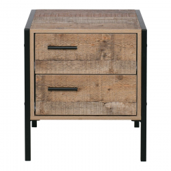 PALLET-W Κομοδίνο με 2 Συρτάρια Μέταλλο Βαφή Μαύρο - Antique Oak  44x40x50cm