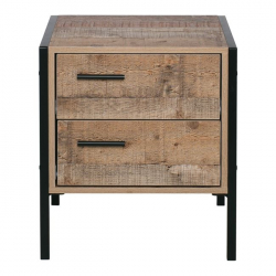 PALLET-W Κομοδίνο με 2 Συρτάρια Μέταλλο Βαφή Μαύρο - Antique Oak  44x40x50cm