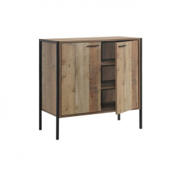 PALLET-W Ντουλάπι-Παπουτσοθήκη Δίφυλλη, 3 Ράφια, Μέταλλο Βαφή Μαύρο, Απόχρωση Antique Oak  80x40x80cm