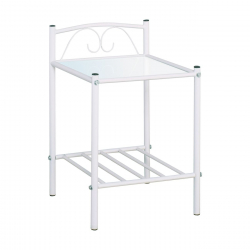 RADO Kομοδίνο Μέταλλο Βαφή Άσπρο, Γυαλί 5mm  40x40x64cm