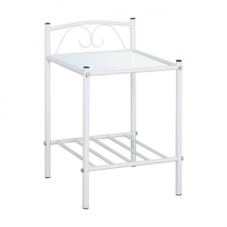 RADO Kομοδίνο Μέταλλο Βαφή Άσπρο, Γυαλί 5mm  40x40x64cm