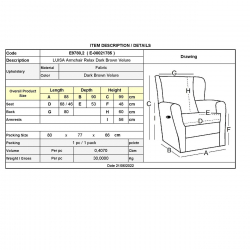LUISA Πολυθρόνα Relax Σαλονιού - Καθιστικού Σκούρο Καφέ Velure  88x90x99cm