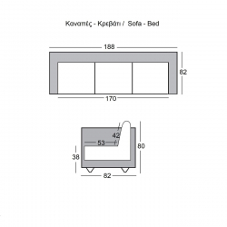 WELLS Καναπές - Κρεβάτι Σαλονιού - Καθιστικού, Pu Μπεζ  188x82x80cm Bed:168x100x36cm