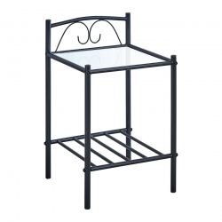 RADO Κομοδίνο Μέταλλο Βαφή Μαύρο, Γυαλί 5mm  40x40x64cm