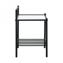 RADO Κομοδίνο Μέταλλο Βαφή Μαύρο, Γυαλί 5mm  40x40x64cm