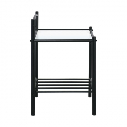 RADO Κομοδίνο Μέταλλο Βαφή Μαύρο, Γυαλί 5mm  40x40x64cm