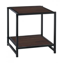 ATOS Κομοδίνο Μέταλλο Βαφή Μαύρο - Mdf Καρυδί  48x44x50cm