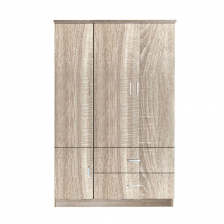 CLOSET Ντουλάπα Τετράφυλλη, 5 Ράφια, 2 Συρτάρια, Θέσεις για Κρεμάστρες, Απόχρωση Sonoma  120x50x180cm