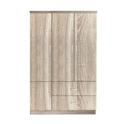 CLOSET Ντουλάπα Τετράφυλλη, 5 Ράφια, 2 Συρτάρια, Θέσεις για Κρεμάστρες, Απόχρωση Sonoma  120x50x180cm