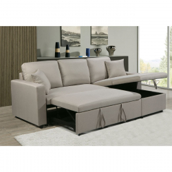 MONTREAL Καναπές - Κρεβάτι Γωνία Αναστρέψιμη με Χώρο Αποθήκευσης, Ύφασμα Μπεζ  223x146x80x83cm Bed:115x194x43