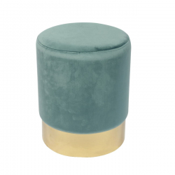 SOL Σκαμπό Βοηθητικό, Χρώμιο Χρυσό, Ύφασμα Velure Απόχρωση Βεραμάν  Φ37x44cm