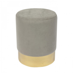 SOL Σκαμπό Βοηθητικό, Χρώμιο Χρυσό, Ύφασμα Velure Απόχρωση Γκρι  Φ37x44cm