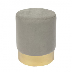 SOL Σκαμπό Βοηθητικό, Χρώμιο Χρυσό, Ύφασμα Velure Απόχρωση Γκρι  Φ37x44cm