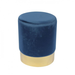 SOL Σκαμπό Βοηθητικό, Χρώμιο Χρυσό, Ύφασμα Velure Απόχρωση Μπλε  Φ37x44cm