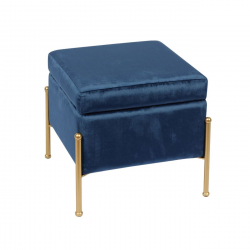 RAY Αποθηκευτικό Σκαμπό, Μέταλλο Βαφή Χρυσό, Ύφασμα Velure, Απόxρωση Μπλε  40x40x37cm