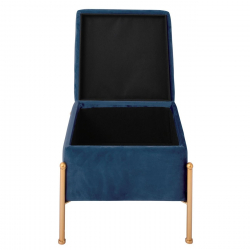 RAY Αποθηκευτικό Σκαμπό, Μέταλλο Βαφή Χρυσό, Ύφασμα Velure, Απόxρωση Μπλε  40x40x37cm