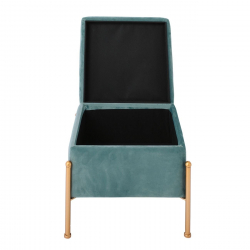 RAY Αποθηκευτικό Σκαμπό, Μέταλλο Βαφή Χρυσό, Ύφασμα Velure, Απόχρωση Βεραμάν  40x40x37cm