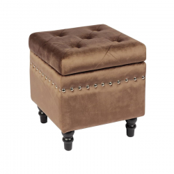 LOKO Σκαμπό Αποθηκευτικό Βοηθητικό, Ύφασμα Velure Απόχρωση Καφέ  37x37x40cm