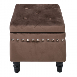 LOKO Σκαμπό Αποθηκευτικό Βοηθητικό, Ύφασμα Velure Απόχρωση Καφέ  37x37x40cm