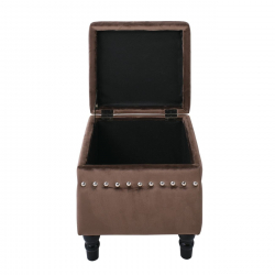 LOKO Σκαμπό Αποθηκευτικό Βοηθητικό, Ύφασμα Velure Απόχρωση Καφέ  37x37x40cm