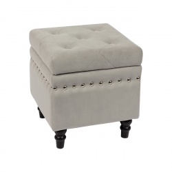 LOKO Σκαμπό Αποθηκευτικό Βοηθητικό, Ύφασμα Velure Απόχρωση Γκρι  37x37x40cm