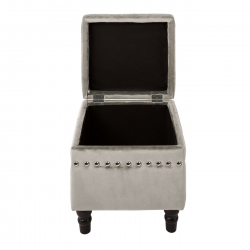 LOKO Σκαμπό Αποθηκευτικό Βοηθητικό, Ύφασμα Velure Απόχρωση Γκρι  37x37x40cm