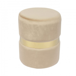 TOMMY Σκαμπό Βοηθητικό, Χρώμιο Χρυσό, Ύφασμα Velure Απόχρωση Μπεζ  Φ35cm Η.43cm