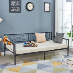 QUEEN Daybed Κρεβάτι Μέταλλο Βαφή Μαύρο  196x95x75cm για Στρώμα 90x190