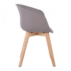 OPTIM Πολυθρόνα Ξύλινο Πόδι Οξιά Φυσικό, PP Sand Beige  54x51x79cm