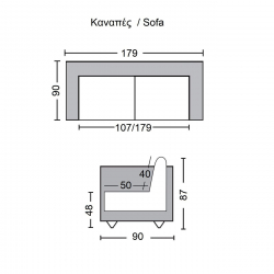 JAY Καναπές - Κρεβάτι Σαλονιού - Καθιστικού, Ύφασμα Καφέ  179x90x87cm Bed:179x110x48cm