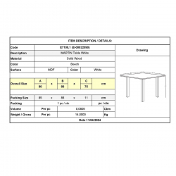 MARTIN Τραπέζι Κουζίνας - Εστιατορίου, Οξιά Φυσικό, MDF Άσπρο  80x80 H.75cm