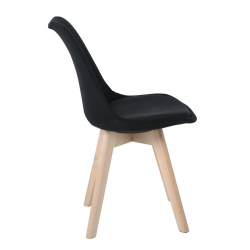 MARTIN Καρέκλα Οξιά Φυσικό, Ύφασμα Μαύρο, Μονταρισμένη Ταπετσαρία  49x57x82cm