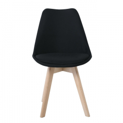 MARTIN Καρέκλα Οξιά Φυσικό, Ύφασμα Μαύρο, Μονταρισμένη Ταπετσαρία  49x57x82cm