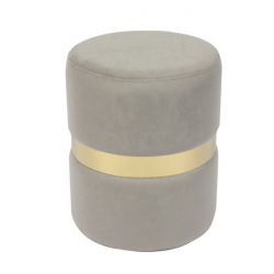 TOMMY Σκαμπό Βοηθητικό, Χρώμιο Χρυσό, Ύφασμα Velure Απόχρωση Γκρι  Φ35cm Η.43cm