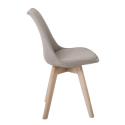 MARTIN Καρέκλα Οξιά Φυσικό, Ύφασμα Μπεζ, Μονταρισμένη Ταπετσαρία  49x57x82cm