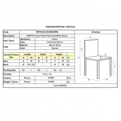 MARTIN Καρέκλα Ξύλο PP, Ύφασμα Patchwork Καφέ  49x57x82cm