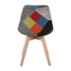 MARTIN Καρέκλα Ξύλο PP, Ύφασμα Patchwork  49x57x82cm
