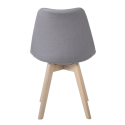 MARTIN Καρέκλα Οξιά Φυσικό, Ύφασμα Γκρι, Μονταρισμένη Ταπετσαρία  49x57x82cm